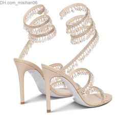 Sandals R Caovilla wedding dress sandal women high heels shoes Romantic lady CHANDELIER nude Stiletto Sandals jewelry sandalies ankle stra2576255 Z230803