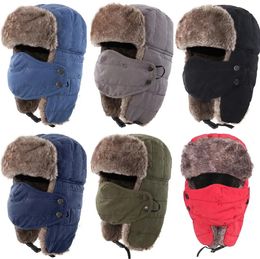 Trapper Hats Connectyle Mens Warm Chunky Hat Removable Windproof Winter Russian with Mask Ushanka 231122