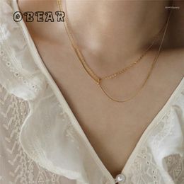 Pendant Necklaces Stylish Double Chain Stainless Steel Necklace 18K Gold Plated Texture Waterproof Trendy Korean Thin Jewellery Women