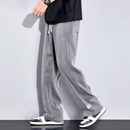 Men's Pants Men Baggy 2023 Spring Autumn Fashion Streetwear Loose Straight Wide Leg Solid Colour Male Casual Long Trousers
