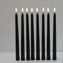 8 Pieces Black Flameless Flickering Light Battery Operated LED Christmas Votive Candles 28 cm Long Fake Candlesticks For Wedding H309E