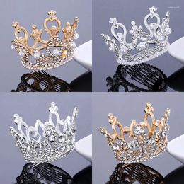 Hair Clips TDQUEEN Round Bridal Tiaras And Crowns Silver Plated Gold Colour Wedding Accessories For Women