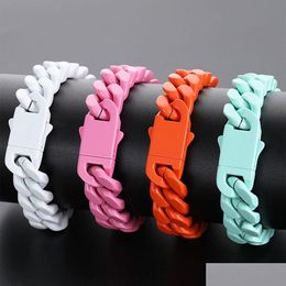 Chain 1M Hip Hop Colour Stainless Steel Cuban Bracelets Lover Sports Bangle Drop Delivery Jewellery Dhj7H