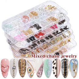 Nail Art Decorations Misscheering 12 grid mixed style nail chain Jewellery used for DIY art decoration fashionable metal accessories ergonomic design 231121