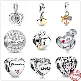 Loose Gemstones Original European I Love My Family Mom Grandma Lock Heart Diy Beads Fit Pendant Charms Silver 925 Bracelet Women Jewelry