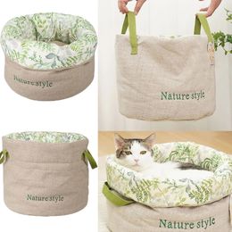 kennels pens Warm Pet Dog Cat Bed Comfortable Winter Nests Portable with Handle Creative House Soft Sleeping for Small 231122