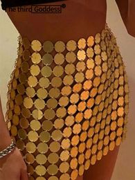 Skirts Sexy see through metal sequin mini skirt women summer micro club beach party skirt y2k streetwear skirts womens rave outfit 231121