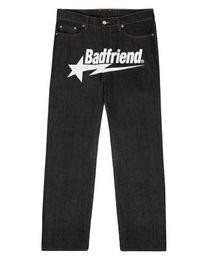 Women s Jeans Y2k Hip Hop Badfriend Letter Printing Baggy Black Pants 2023 Harajuku Fashion Punk Rock Wide Foot Trousers Streetwear 231122