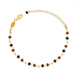 Charm Bracelets Tiger Eye And Onyx Natural Stones Stainless Steel Tarnish Free Jewelry Beads Bracelet For Women Girls