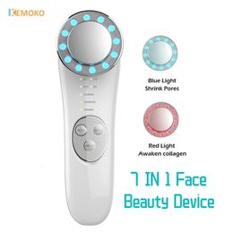 Face Care Devices 7in1 microfluidic beauty equipment enhances EMS eye massager enhancement anti wrinkle LED pon multifunctional skin care 231121