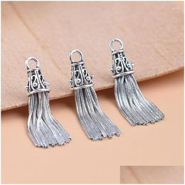 Charms Charms S925 Sterling Sier Thai Diy Jewellery Accessories Korean Snake Bone Chain Tassel Pendant Handmade Beaded Material Accesso Dhy5N