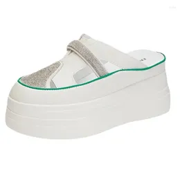 Slippers 7.5cm Rhinestone Slides Platform Wedge Ladies Women Sandals Summer Fashion Comfy Female Shoes