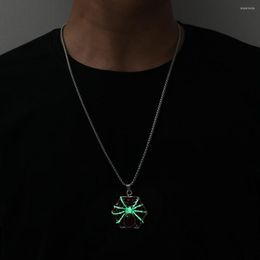 Chains High Quality Fashion Personality Stainless Steel Necklace For Men's Ruby Luminous Knot Spider Accessories