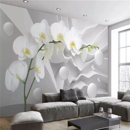 Custom 3d Mural Wallpaper Dabstract Space Phalaenopsis Ball Living Room TV Background Bound Wall Home Improvement Silk Wallpapers249t