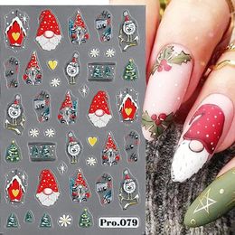 Stickers Decals Santa Claus nail stickers winter Christmas design cute cartoon deer gingerbread mens slider Year handicrafts 231121