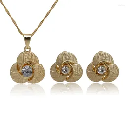 Necklace Earrings Set Moroccan Traditional Pendant Custom Woman Dubai Gold Plated Wedding Bridal Jewellery