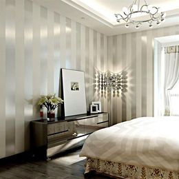 Non-woven wallpaper roll classic metallic glitter stripe wallpaper background wall wallpaper 3d white home decor267K