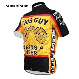 Man classic New Cycling Jersey This Guy Needs A Beer Men Bike Clothing Funny maillot ropa ciclismo Cycling Tops Stylish NOWGONOW347j