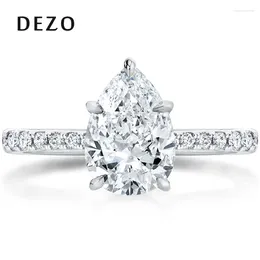 Cluster Rings DEZO Moissanite Engagement Ring For Women Pear Shaped 2 D Color Genuine 925 Sterling Silver Wedding Promise Gifts