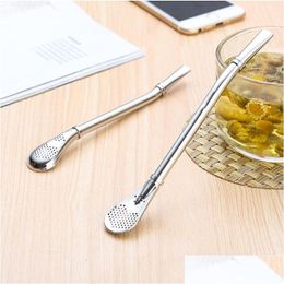 Drinking Straws Reusable Metal Filter Sts Stainless Steel St Gourd Beverage Coffee Tea Spoon Drop Delivery Home Garden Kitchen Dinin Dhpow