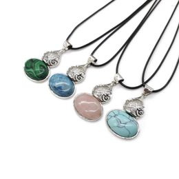 Pendant Necklaces Natural Stone Necklace Amethyst Quartz Turquoise Malachite Pendants Reiki Heal Gem Jewellery Charms For Fashion