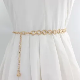 Belts 110CM Fashion Circle Metal Waist Chain Belt Women'S Gold Silver Waistband Hip Hop Style Dress Accessorie