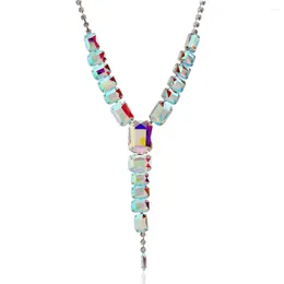 Pendant Necklaces Women's Water Drop Rhinestone Necklace Earrings Set Party Choker Accessories