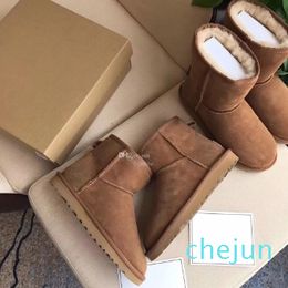 two Bow Knot Snow Boots mid and mini Winter Booties Classic Warm Plush boot hot selling Wool Fur Designer shoe