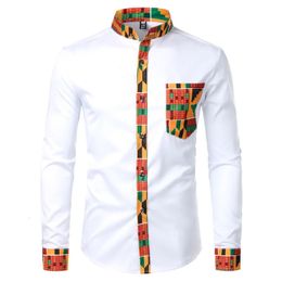 Men's Casual Shirts African Clothing Men's Shirt Standing Neck Digital Printing Long Sleeve Flower Shirt Men's Cardigan Top 231121