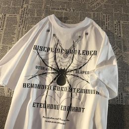 Mens TShirts European and American necklace cool spider letter tshirt men women ins Summer loose short sleeved shirt for lovers clothes 230422