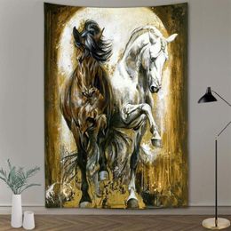 Tapestries Black WhitePentium Horse Wild Leopard Animal Print Wall Hippie Tapestry Polyester Fabric Home Decor Rug Carpets Hanging2818