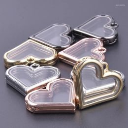 Pendant Necklaces 2PC Plain Heart Shape Floating Locket Stainless Steel Magnetic Glass Medallion Fit For Necklace Chains Jewelrys