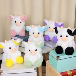 Plush Dolls 20cm Kawaii Belle Strawberry Cow Toy Pink Black Purple Blue Yellow Green Stuffed Animal Cattle Soft Doll Gift for Children 231122