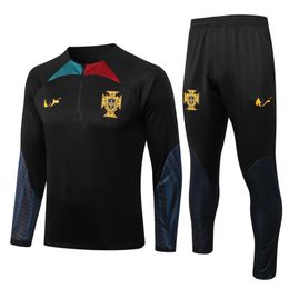 22-23 Portugal Men's Tracksuits LOGO embroidery soccer Training clothing Outdoor sports long sleeve suit jogging shirt268E