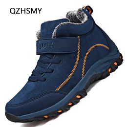Dress Shoes Waterproof Boots For Men Winter Suede Warm Men Shoes High Top Ankle Snow Boots Men's Work Casual Shoes Non-slip Unisex Boot 231122