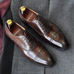 Dress Shoes Leather Men Business Suit With Goodyear Handmade Oxford Shoes.