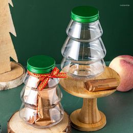 Storage Bottles 6pcs Plastics Candy Jars Christmas Tree Shape Year Cookies Snack Chocolate Packaging Xmas Gift Box Decoration