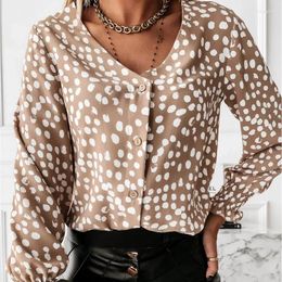 Women's Blouses 2023 Blouse Fashion Spring And Autumn V-neck Long Sleeve Polka Dot Casual Office Ladies Tops
