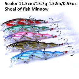 5PCS 11 5cm 15 7g 4 52in 0 55oz Shoal of fish Minnow 5color lure fishing bait Hard Baits Artificial Bionic Fish High-quality308e