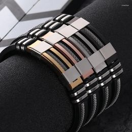 Link Bracelets Fashion Hip Hop Mens Bracelet Silicone Titanium Steel Punk Street West Coast Party Jewellery Set