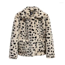 Women's Fur Loose Leopard Coat Winter Faux Jacket Women 2023 In Outerwears Female Korean Plush High Quality Fluffy