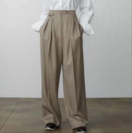 24-The * row High waisted casual pants, women's pleated niche design, loose and slim wide leg pants