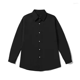 Men's Casual Shirts Youth Fashion Long Sleeve 2023 Mens Harajuku Black Oversized Shirt Button Up