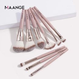 Makeup Tools Maange 9Pcs Foundation Brush Set Cosmetic Powder Highlighter Eyeshadow Blending Beauty Dense Soft Bristle Brushes 231122