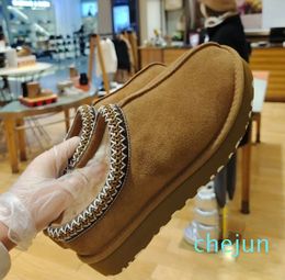 Chestnut Winter Slip-on Shoes Wool Tasman Ankle Short Fluffy Half Snow Boot Tazz Outdoor Boots