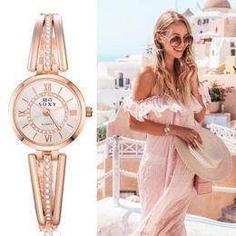 Wristwatches Feminino Relogio Women Dress Watch Quartz Rose Gold Watches Crystal Saati Brand Female Stainless Steel Analog Mujer