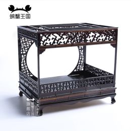 Doll House Accessories Chinese Furniture 1 25 Miniature Bed Dollhouse Furniture Bedroom Scene Layout Decorative Craft Ornament Doll House Accessories 231122