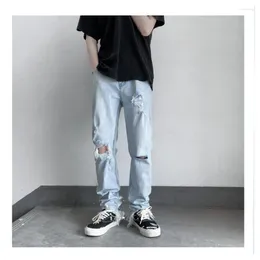 Men's Jeans Hole Ripped For Men Korean Fashion Tights Pants Hip Hop Women's Casual Trendyol Streetwear Grunge Baggy Straight