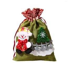 Christmas Decorations Top Selling Candy Gifts Bags Santa Claus Snowman Cookies Biscuit Cloth Drawstring Packaging Gift Decor