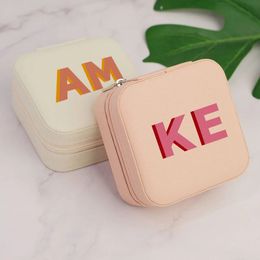 Jewelry Boxes Shadow Monogram Travel Jewelry Case Personalized Gifts Leather Travel Jewelry Box with Name Bridesmaid Proposal Gifts for Her 231121